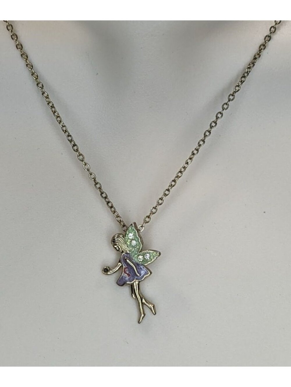Fairycore Whimsical Enamel Fairy Rhinestone Pendant Necklace